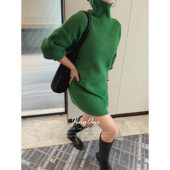 chic百搭打底衫 JINGONI高领长款 套头毛衣女秋冬新款 连衣裙小个子