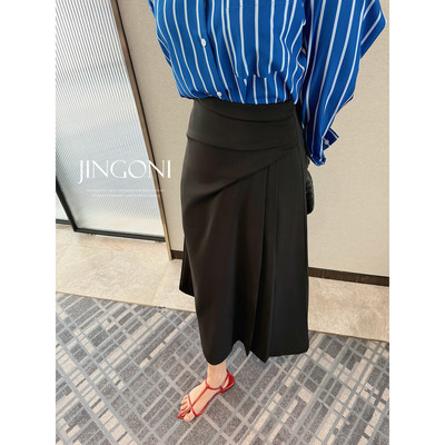 JINGONI不规则收腰半身裙女高腰直筒a字显瘦垂感中长款修身优雅春
