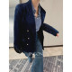 新款 JINGONI蓝色丝绒西装 外套女上衣2026春季 高级气质老钱风西服