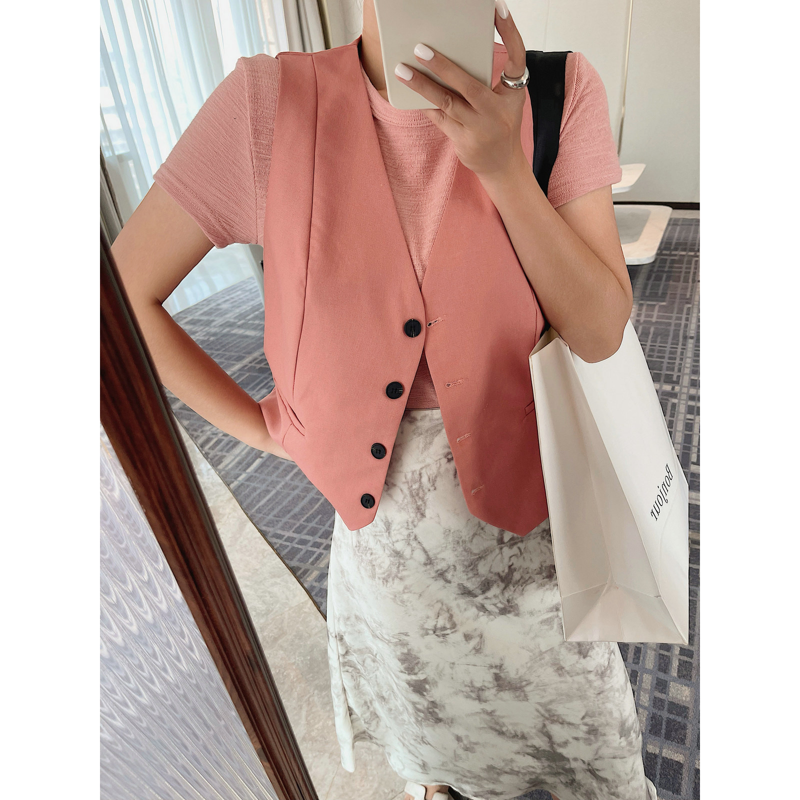 JINGONI西装马甲外套女上衣夏季新款马夹坎肩韩版气质显瘦短款潮