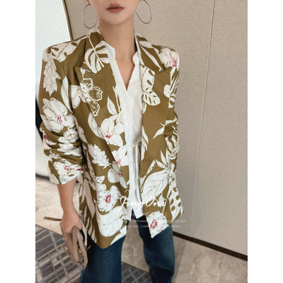 JINGONI美拉德花朵西装外套女上衣春秋新款气质优雅西服夹克法式