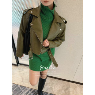 JINGONI机车风pu皮衣外套女夹克2025年新款 气质宽松风衣高级感潮