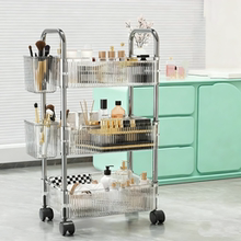 亚克力小推车置物架家用零食卫生间收纳盒落地多层可移动收纳架