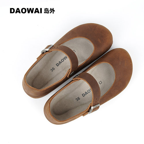岛外DAOWAI玛丽珍软木包头女鞋复古森女头层牛皮Mantova系列