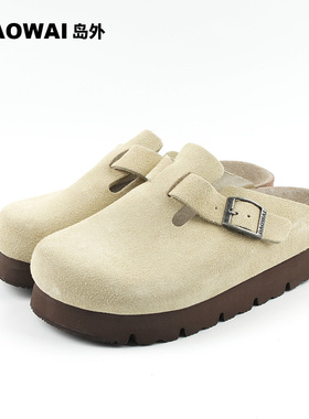 岛外勃肯鞋厚底女凉拖鞋增高4CM学院博肯半包头拖舒适高底boston