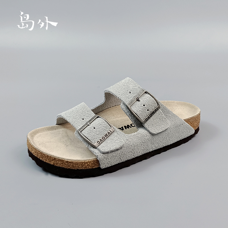 岛外2025新款休闲复古文艺风软木拖一字凉拖外穿透气男女勃肯鞋