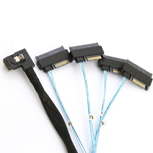 MINI SAS 8087左弯转4X SAS SFF-8482高速服务器机内连接线束