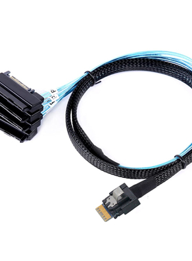 PCIE Slimline SAS4.0 SFF-8654 38pin 4i转SFF-8482二合一连接线