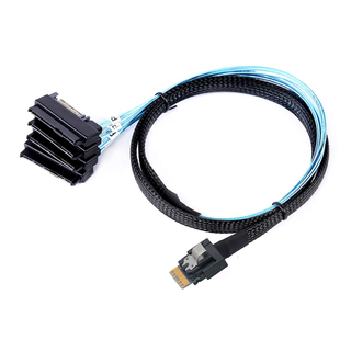 PCIE Slimline SAS4.0 SFF-8654 38pin 4i转SFF-8482二合一连接线