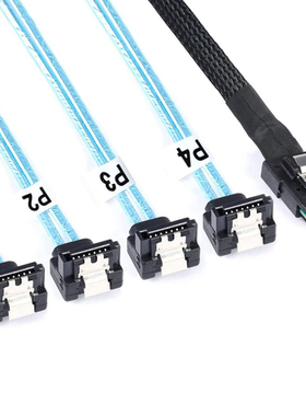 MiniSAS线SFF8087转4sata阵列卡1分4正接线 服务器硬盘连接 弯头
