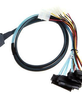 OCuLink PCIE SFF-8611 4i转SAS 4X 8482带4P Power电源服务器线