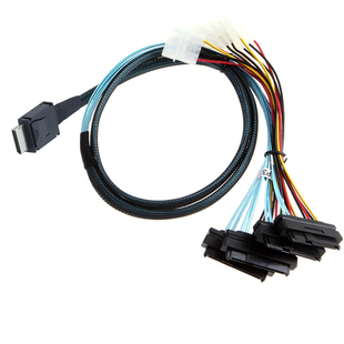 OCuLink PCIE SFF-8611 4i转SAS 4X 8482带4P Power电源服务器线
