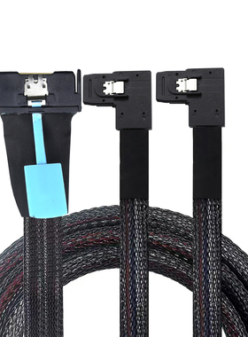 PCIE Gen5 MCIO 8X 8i转2个MINI SAS SFF-8087左弯服务器转接线