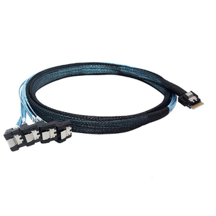 PCIE Slimline SAS 4.0 38pin SFF-8654 4i转4 SATA母90度线束
