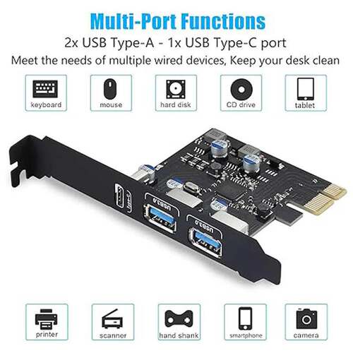 USB扩展卡PCIE卡18W功率传输,PCI Express 3端口Type -C USB 3.0