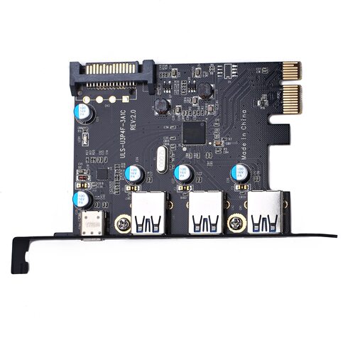 台式机PCIE转3口USB3.0 +Type-C转接卡 SATA供电支持MAC pro