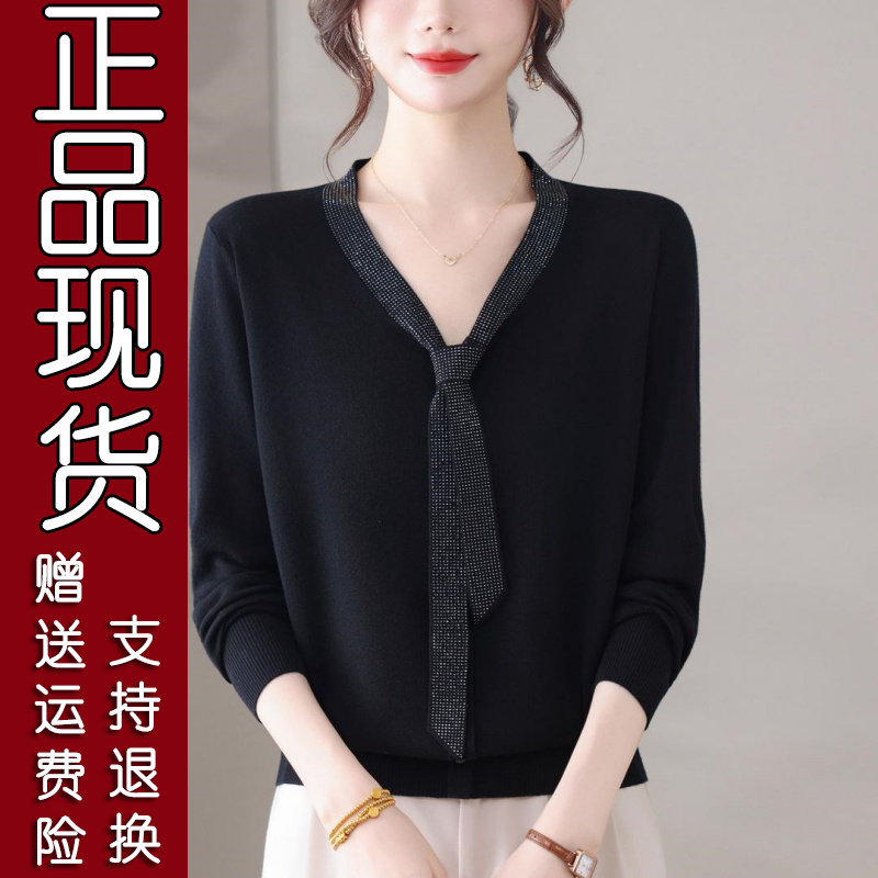 春秋大码蝴蝶结显瘦毛衣