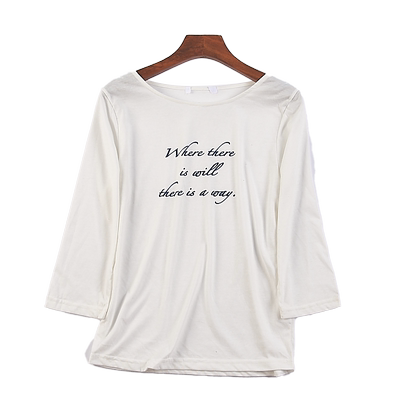 夏圆领修身七分袖上衣短袖T恤女