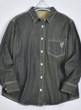 韩版新品纯棉水洗牛仔衬衫女5.13L82465胖MM宽松显瘦休闲上衣外套