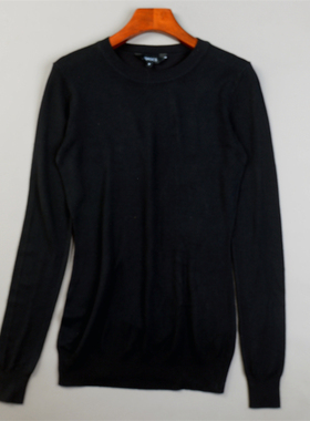 精品外贸超柔粘纤针织衫女L85023软糯修身秋冬打底衫长袖黑色毛衣