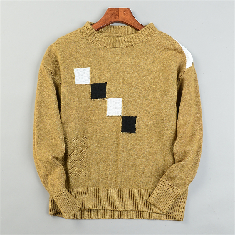 精品拼色格男女生毛衣针织衫12.2L85235通勤百搭秋冬季保暖打底衫