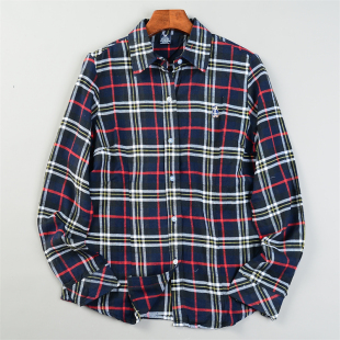 衬衫 复古磨毛格纹长袖 女L85807春秋英伦学院通勤休闲上衣 美式 经典