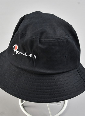 潮牌刺绣全棉渔夫帽男女L83437黑色可折叠户外旅游帽时尚遮阳帽子