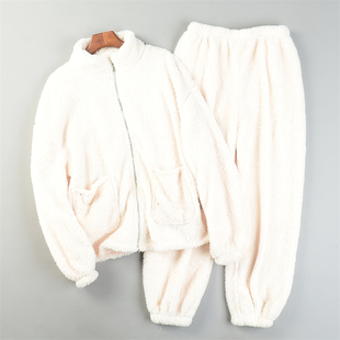 精品男女生珊瑚绒家居服套装 纯色可外穿两件套 12.30L85382秋冬季