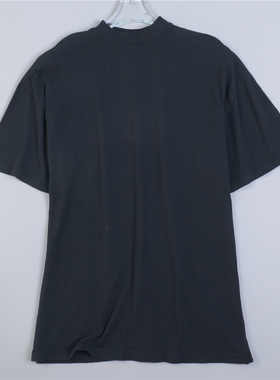 1111高端水洗全棉黑色T恤衫男女79044宽松休闲bf风小圆领短袖上衣
