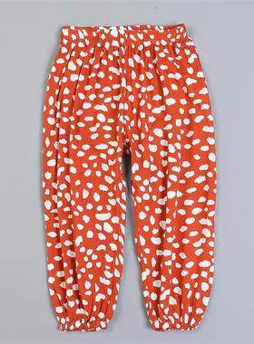 高品质人棉印花男女儿童防蚊裤10.1L80221亲肤透气薄款束脚灯笼裤