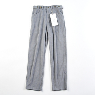 显瘦直筒长裤 自然腰大码 女24H81398春秋新款 复古纯色灯芯绒休闲裤