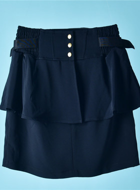 荷叶边半身裙女29L70538减龄通勤高腰叠层裙春夏季气质OL小黑裙子