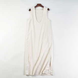 剪镖日单U型领无袖 气质显瘦连衣裙 侧开叉背心长裙84658宽松中长款
