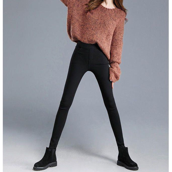 铅笔休闲长裤女薄绒保暖小脚裤