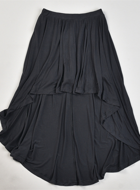 潮牌设计感露膝燕尾半身裙女83789韩版垂顺重感夏秋新款纯色A字裙