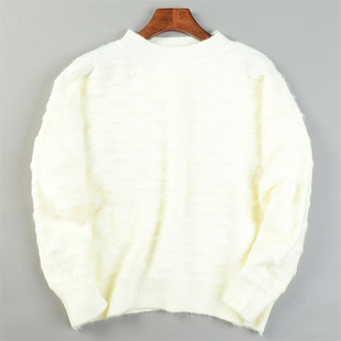 秋冬毛毛上衣 女12.30L85157宽松舒适落肩袖 韩版 小圆领毛衣针织衫