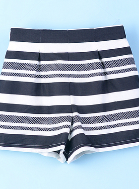 高腰阔腿条纹短裤女8.8S75271夏季显瘦韩版宽松外穿百搭a字热裤