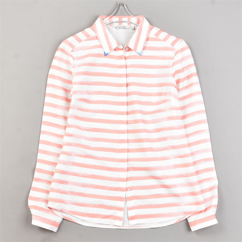 精品潮牌绸缎质感条纹衬衫女L83793优雅气质夏秋新款百搭长袖上衣