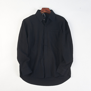 高级男士纯色宽松长袖衬衫H85755春季简约商务休闲松弛层次感上衣