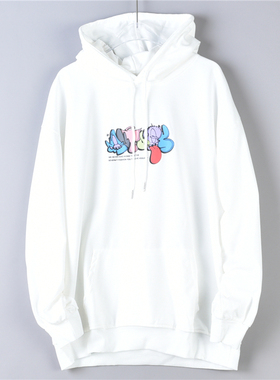 卡通印花连帽卫衣男女10.24L76532宽松休闲经典袋鼠兜春秋季帽衫