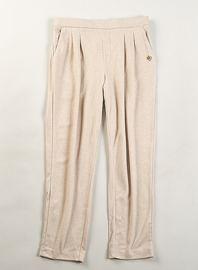 日单纯色宽松休闲裤女士3.11H73322春夏中腰松紧腰抗皱小直筒长裤