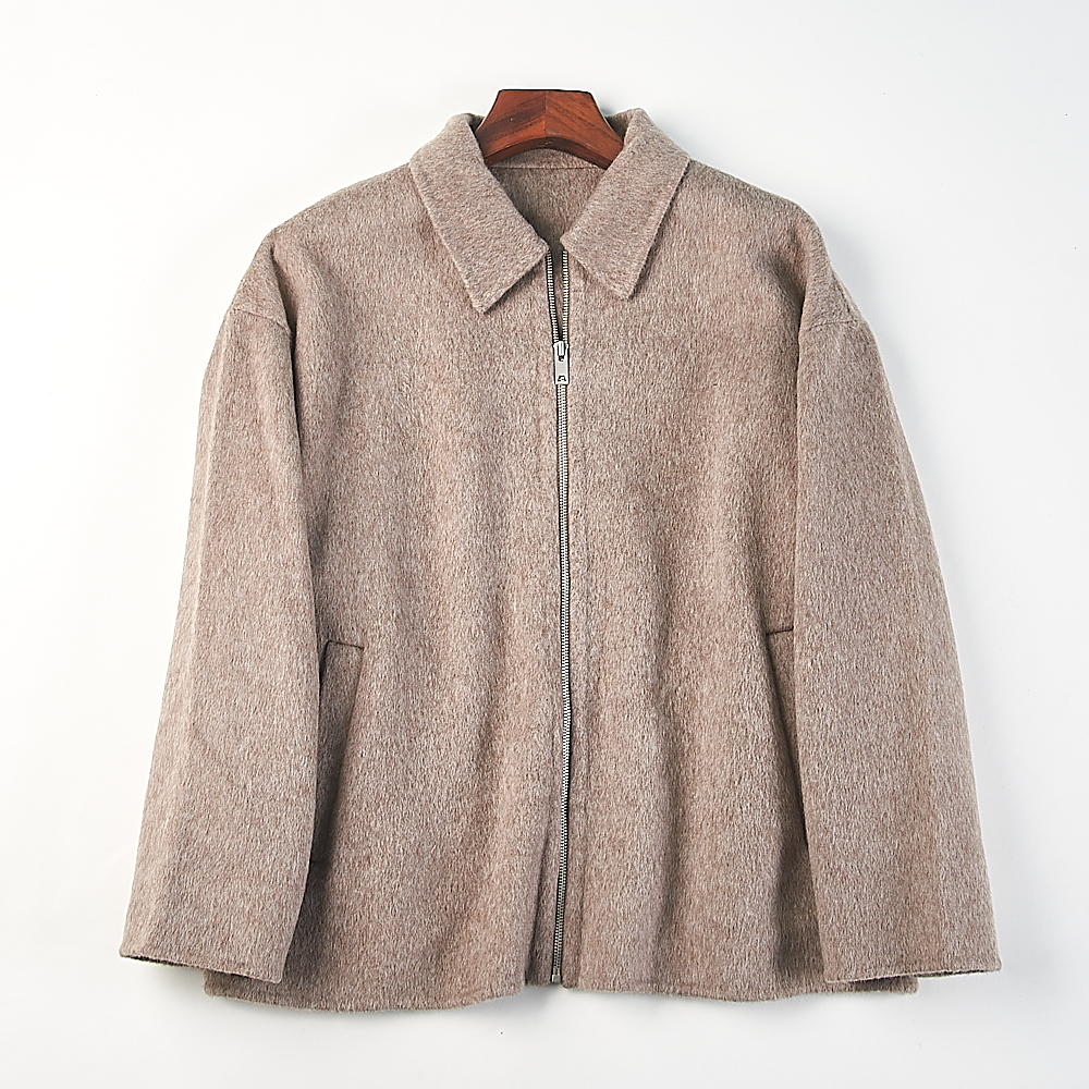 简约风翻领毛呢短款夹克外套男