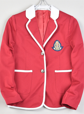 日韩学院风校服西装男女L83194拼色条边勋章春秋修身学生西服外套