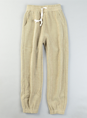 重磅精品宝宝绒卫裤女L85483冬季松紧腰抽绳保暖加绒加厚束脚长裤