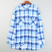 外贸大码 超柔亲肤双口袋上衣 女L85803春季 复古格纹学院风长袖 衬衫