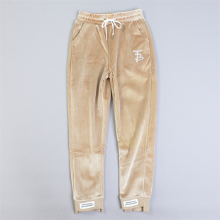 女生金丝条绒休闲裤 子 9.10L80321高腰显瘦萝卜型秋冬加绒束脚长裤