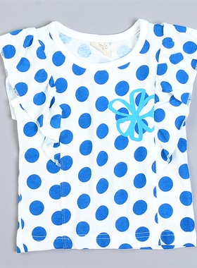 日单女童无袖飞飞肩T恤8.20L80052波点印花直筒款春夏季休闲上衣