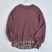 韩版 衫 拼接假两件圆领卫衣男女3.18L81649宽松显瘦休闲风春季 长袖