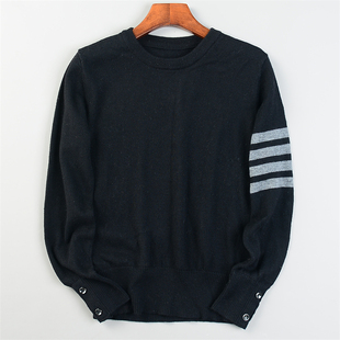 外贸女装针织羊毛衫2.3L85522条杠极简风春季通勤套头衫薄款毛衣