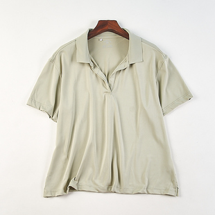 纯色翻领休闲宽松百搭上衣 T恤男女82995夏季 外贸大码 速干透气短袖
